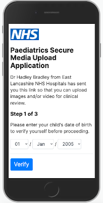 Screenshot of the patient verification screen within MIA