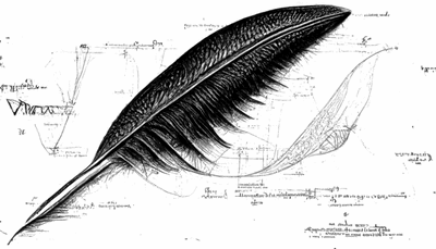 midjourney ai - da vinci style technical drawing of a mechanical feather